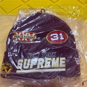 Supreme Maroon 'Champions' Embroidered Beanie